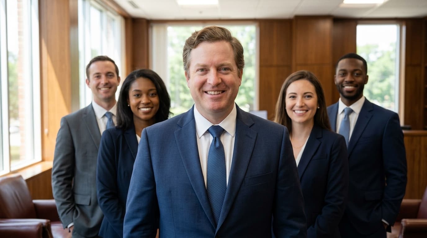Attorney Randall DeWitt Williams with his legal team in their law office